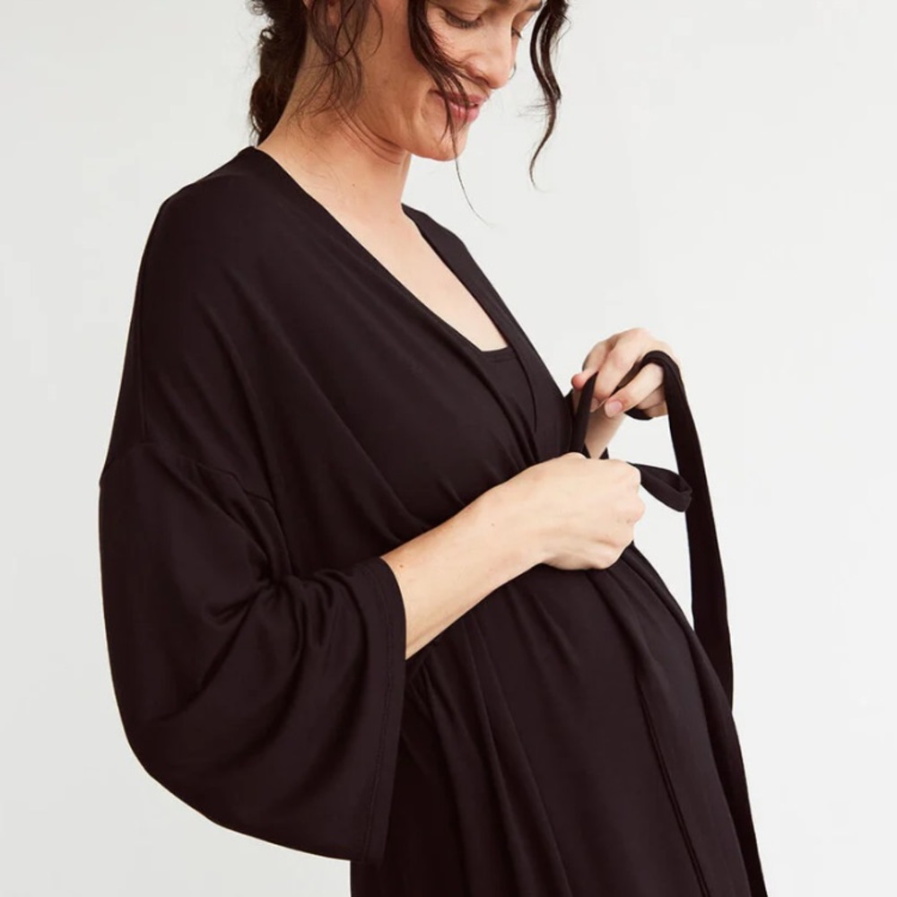 STORQ Maternity & beyond black robe with tie